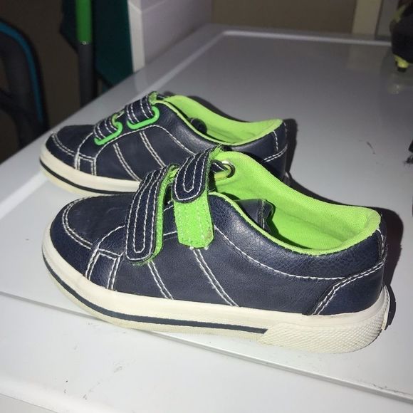ELEMENTS navy neon green Velcro shoes sneakers size 8 m toddler - Picture 6 of 8